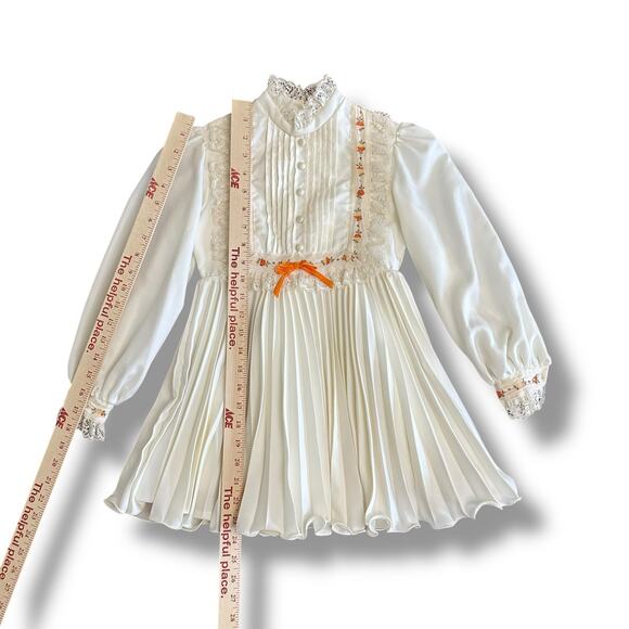 Vintage Dorissa of‎ Miami Girls White Pleated Lace Dress Size 6X Embroidered - Picture 4 of 13